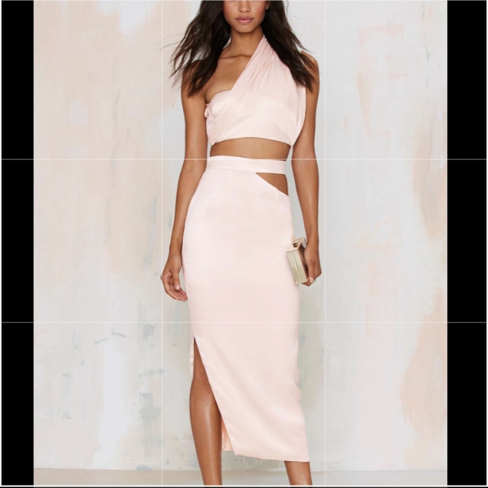 Misha Two-Piece “Danita” Pale Pink Skirt And Bustier Size XS